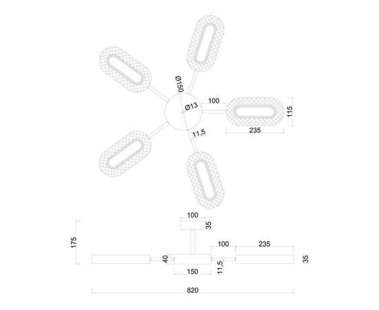 Потолочная светодиодная люстра Arte Lamp Ovale A2489PL-5GO, изображение 2