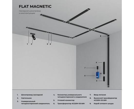 Коннектор угловой для накладного шинопровода Elektrostandard Flat Magnetic 85002/00 черный a063737, изображение 5