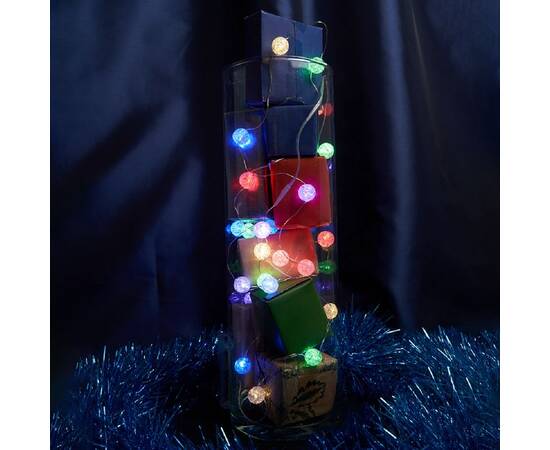 Светодиодная гирлянда Feron Линейная Лед Шарики на батарейках 3*AA разноцветная CL565 48612