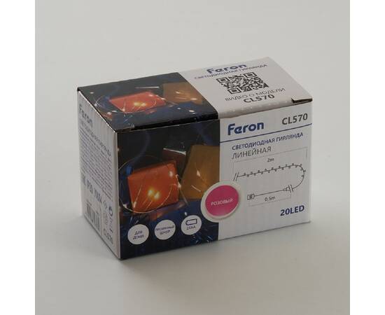 Светодиодная гирлянда Feron Линейная Роса на батарейках 2*AA розовая CL570 48602, изображение 6