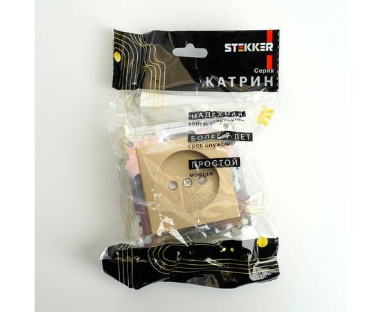 Розетка 2P Stekker Катрин золото GLS10-7109-08 49223, изображение 5