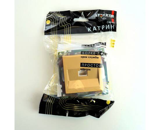Розетка компьютерная RJ-45 Stekker Катрин золото GLS00-7107-08 49227, изображение 5
