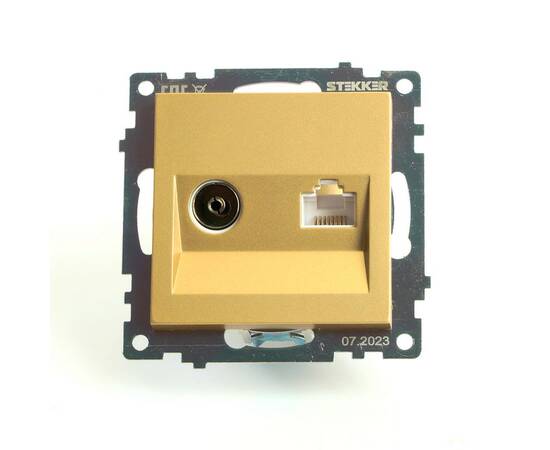 Розетка телевизионная TV + компьютерная RJ-45 Stekker Катрин золото GLS00-7106-08 49230