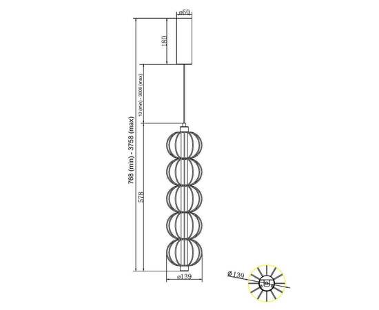Подвесной светодиодный светильник Maytoni Golden Cage MOD216PL-L10G3K, изображение 2