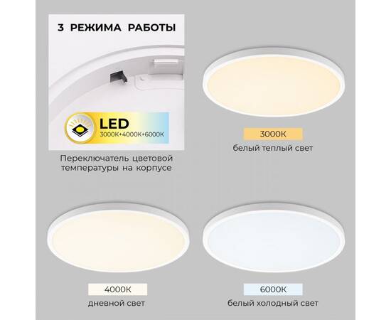 Потолочный светодиодный светильник IMEX Ronda PLC.500-40-CCT-WH, изображение 2