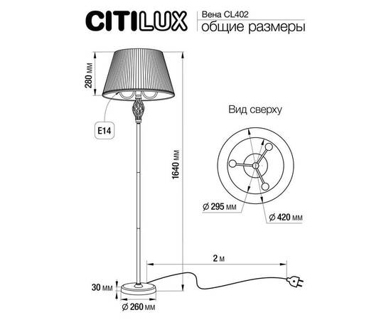 Торшер Citilux Вена CL402920, изображение 2