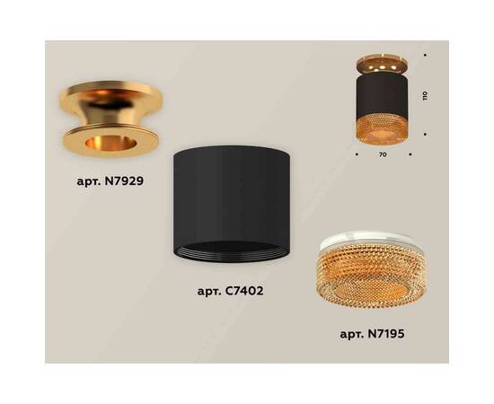 Комплект накладного светильника Ambrella light Techno Spot XS7402103 SBK/PYG/CF черный песок/золото желтое полированное/кофе (N7929, C7402, N7195), изображение 2