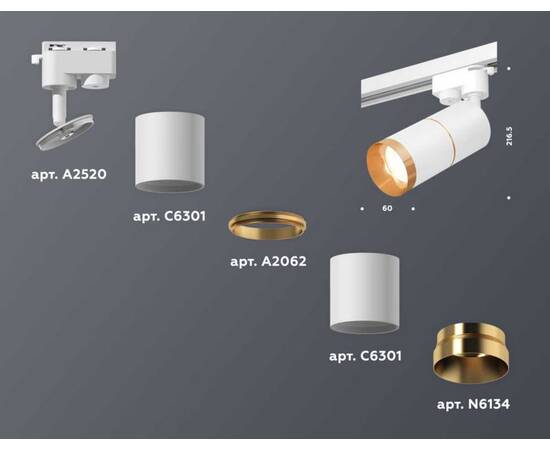 Комплект трекового светильника Ambrella light Track System XT (A2520,C6301,A2062,C6301,N6134) XT6301021, изображение 2