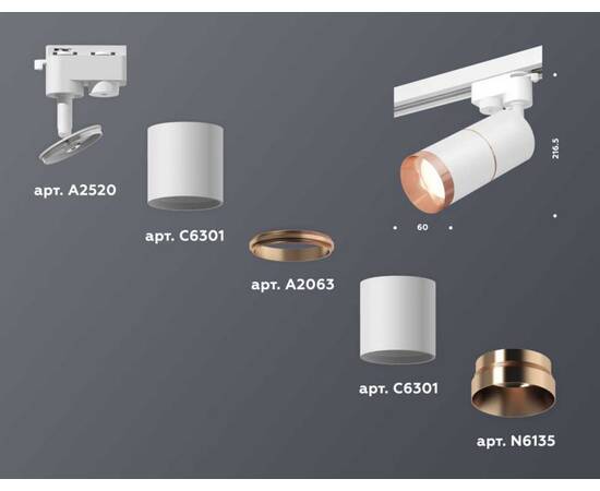 Комплект трекового светильника Ambrella light Track System XT (A2520,C6301,A2063,C6301,N6135) XT6301031, изображение 3