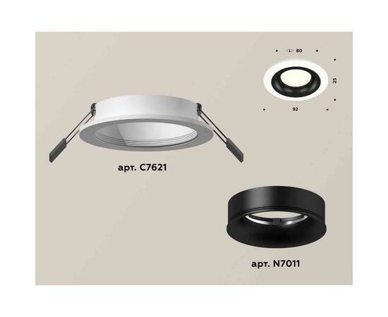 Комплект встраиваемого светильника Ambrella light Techno Spot XC7621002 SWH/PBK белый песок/черный полированный (C7621, N7011), изображение 2