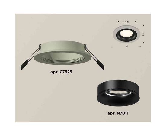 Комплект встраиваемого светильника Ambrella light Techno Spot XC7623002 SGR/PBK серый песок/черный полированный (C7623, N7011), изображение 2
