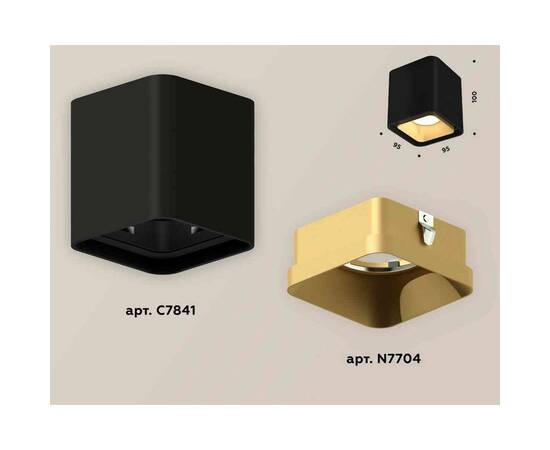 Комплект накладного светильника Ambrella light Techno Spot XS7841004 SBK/SGD черный песок/золото песок (C7841, N7704), изображение 2