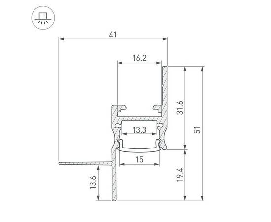 Встраиваемый  профиль Arlight Сeil-S14-Shadow-T-2000 Black 040779, изображение 2