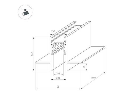 Встраиваемый магнитный шинопровод Arlight Mag-Orient-Track-2653-FDW-3000 041440, изображение 2