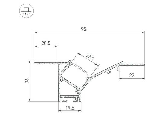 Встраиваемый профиль Arlight Fantom-W45-Bevel-2000 White 039949, изображение 2