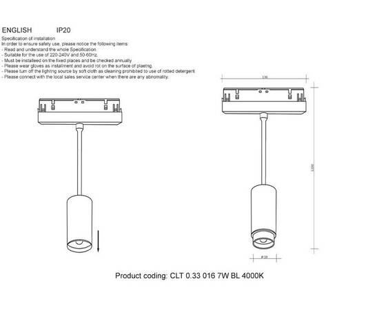 Трековый светодиодный светильник Crystal Lux Space CLT 0.33 016 7W BL 4000K, изображение 2