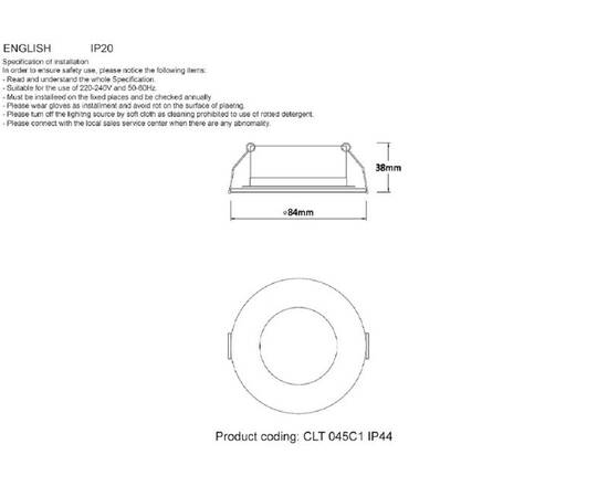Встраиваемый светильник Crystal Lux CLT 045C1 WH IP44, изображение 2