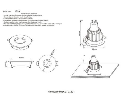 Встраиваемый светильник Crystal Lux CLT 032C1 WH, изображение 2