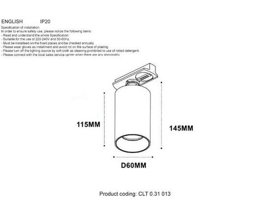 Трековый светильник Crystal Lux CLT 0.31 013 BL-BL, изображение 2