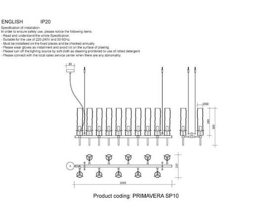 Подвесная люстра Crystal Lux Primavera SP10 Gold, изображение 2