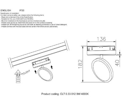 Трековый светодиодный светильник Crystal Lux CLT 0.33 012 9W BL 4000K, изображение 2