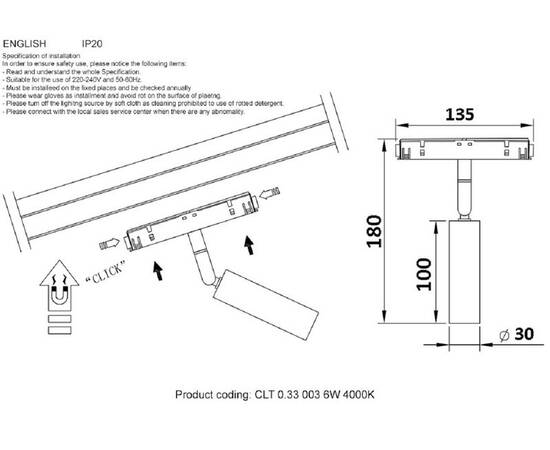 Трековый светодиодный светильник Crystal Lux CLT 0.33 003 6W WH 4000К, изображение 2