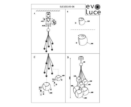 Подвесная люстра Evoluce Satturo SLE103143-06, изображение 2