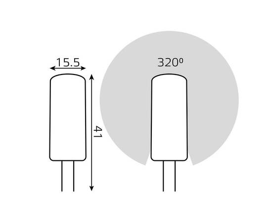 Лампа светодиодная Gauss GY6.35 3W 2700K прозрачная 107719103, изображение 2