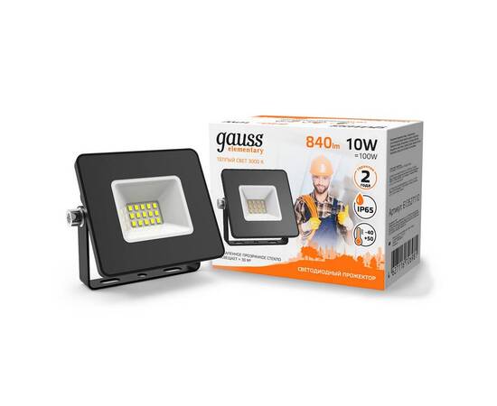 Прожектор светодиодный Gauss Elementary 10W 3000К 613527110, изображение 5