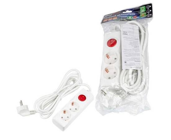 Удлинитель Uniel Ultra 2гн х 3м с/з S-GCU2-3B White UL-00010010, изображение 3