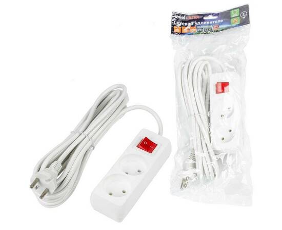 Удлинитель Uniel Ultra 2гн х 5м б/з S-CU2-5B White UL-00009993, изображение 2