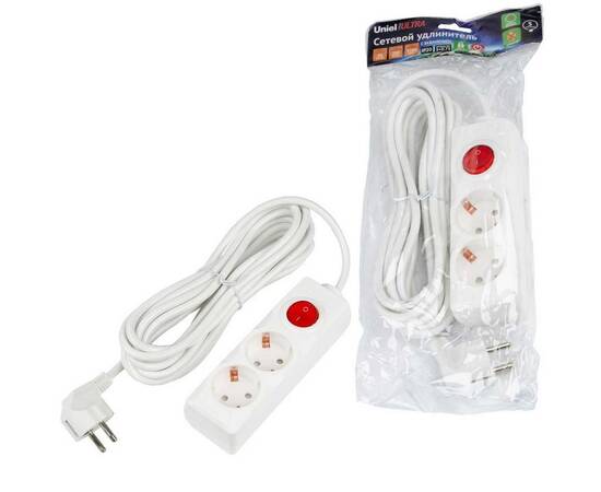 Удлинитель Uniel Ultra 2гн х 5м с/з S-GCU2-5B White UL-00010012, изображение 3