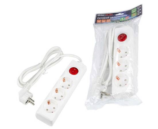 Удлинитель Uniel Ultra 3гн х 1,5м с/з S-GCU3-1,5B White UL-00010013, изображение 3