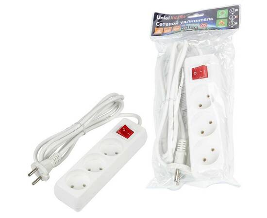 Удлинитель Uniel Ultra 3гн х 2м б/з S-CU3-2B White UL-00009994, изображение 3