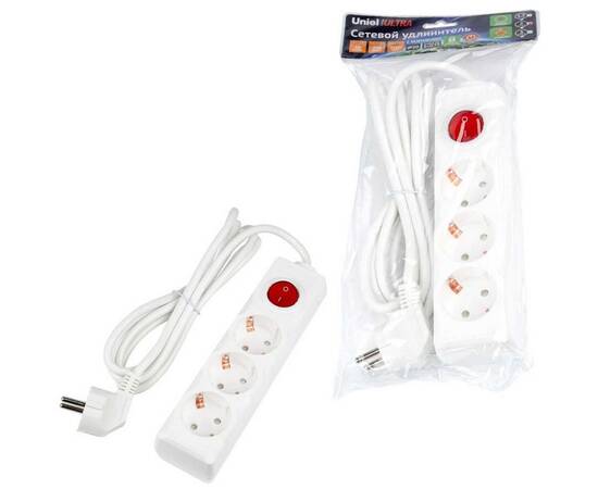Удлинитель Uniel Ultra 3гн х 2м с/з S-GCU3-2B White UL-00010015, изображение 3