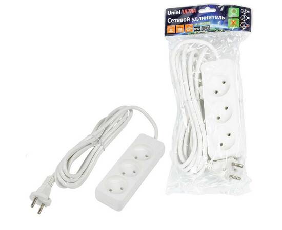 Удлинитель Uniel Ultra 3гн х 3м б/з S-CU3-3 White UL-00009982, изображение 3