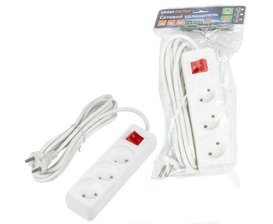 Удлинитель Uniel Ultra 3гн х 3м б/з S-CU3-3B White UL-00009995, изображение 2