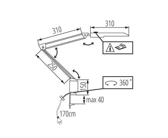Настольная светодиодная лампа на струбцине Kanlux HERON II LED W 27603, изображение 2