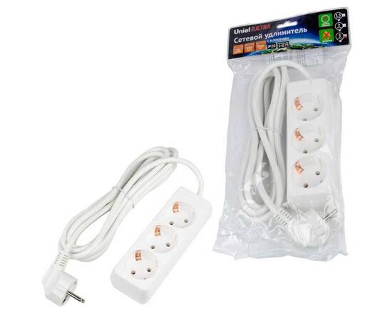 Удлинитель Uniel Ultra 3гн х 3м с/з S-GCU3-3 White UL-00010001, изображение 3