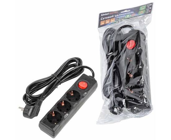 Удлинитель Uniel Ultra 3гн х 3м с/з S-GCU3-3B Black UL-00010017, изображение 3
