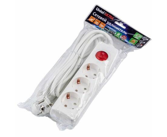 Удлинитель Uniel Ultra 3гн х 3м с/з S-GCU3-3B White UL-00010016, изображение 3