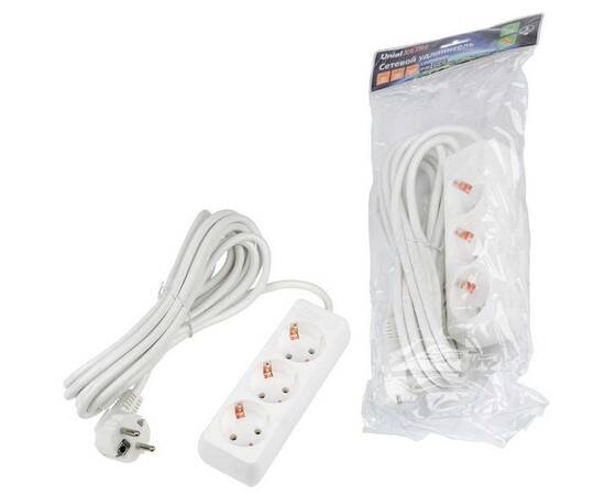 Удлинитель Uniel Ultra 3гн х 5м с/з S-GCU3-5 White UL-00010002, изображение 3