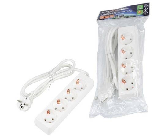 Удлинитель Uniel Ultra 4гн х 1,5м с/з S-GCU4-1,5 White UL-00010005, изображение 3