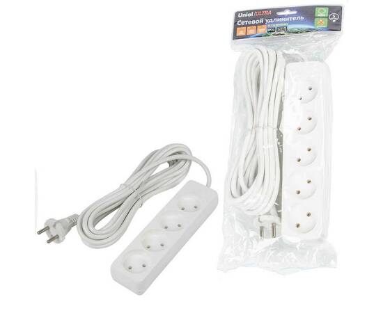 Удлинитель Uniel Ultra 4гн х 5м б/з S-CU4-5 White UL-00009989, изображение 2