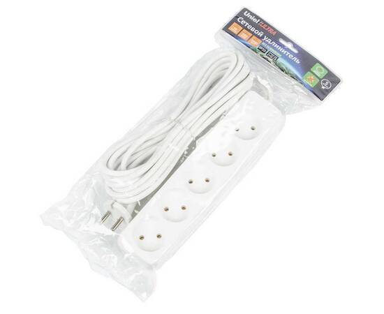 Удлинитель Uniel Ultra 4гн х 5м б/з S-CU4-5 White UL-00009989, изображение 3