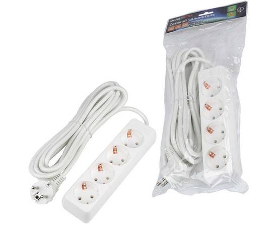 Удлинитель Uniel Ultra 4гн х 5м с/з S-GCU4-5 White UL-00010007, изображение 3