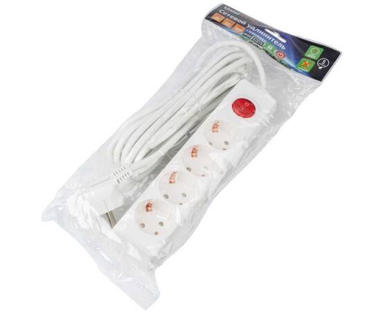 Удлинитель Uniel Ultra 4гн х 5м с/з S-GCU4-5B White UL-00010024, изображение 2