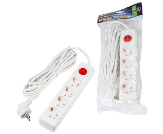 Удлинитель Uniel Ultra 4гн х 5м с/з S-GCU4-5B White UL-00010024, изображение 3