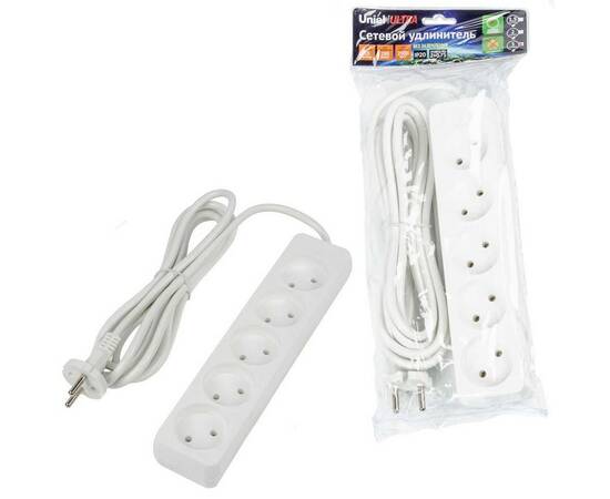Удлинитель Uniel Ultra 5гн х 3м б/з S-CU5-3 White UL-00009990, изображение 2