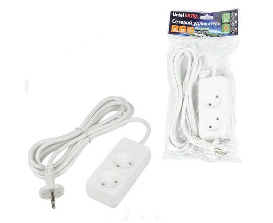 Удлинитель Uniel Ultra 2гн х 3м б/з S-CU2-3 White UL-00009977, изображение 3